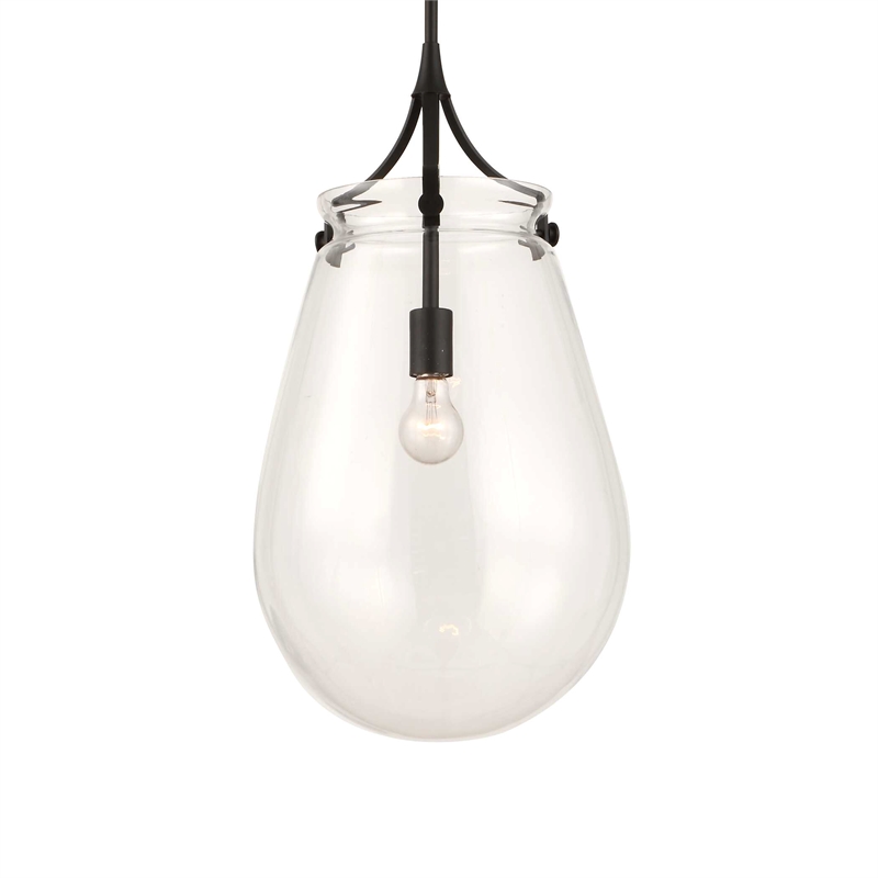 Uttermost Dewdrop 1 Light Glass Shade Pendant in Black