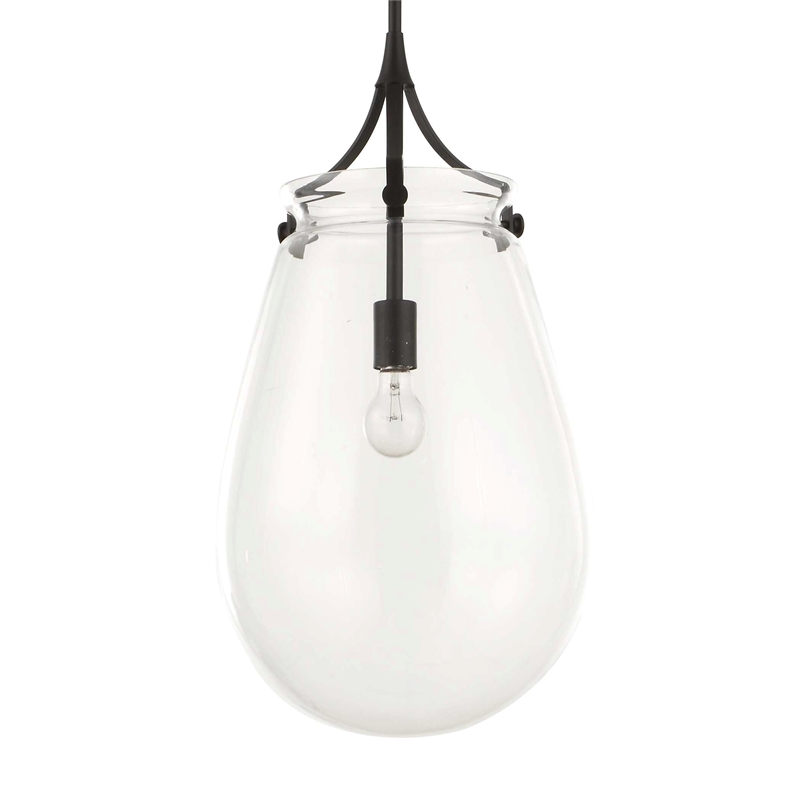 Uttermost Dewdrop 1 Light Glass Shade Pendant in Black
