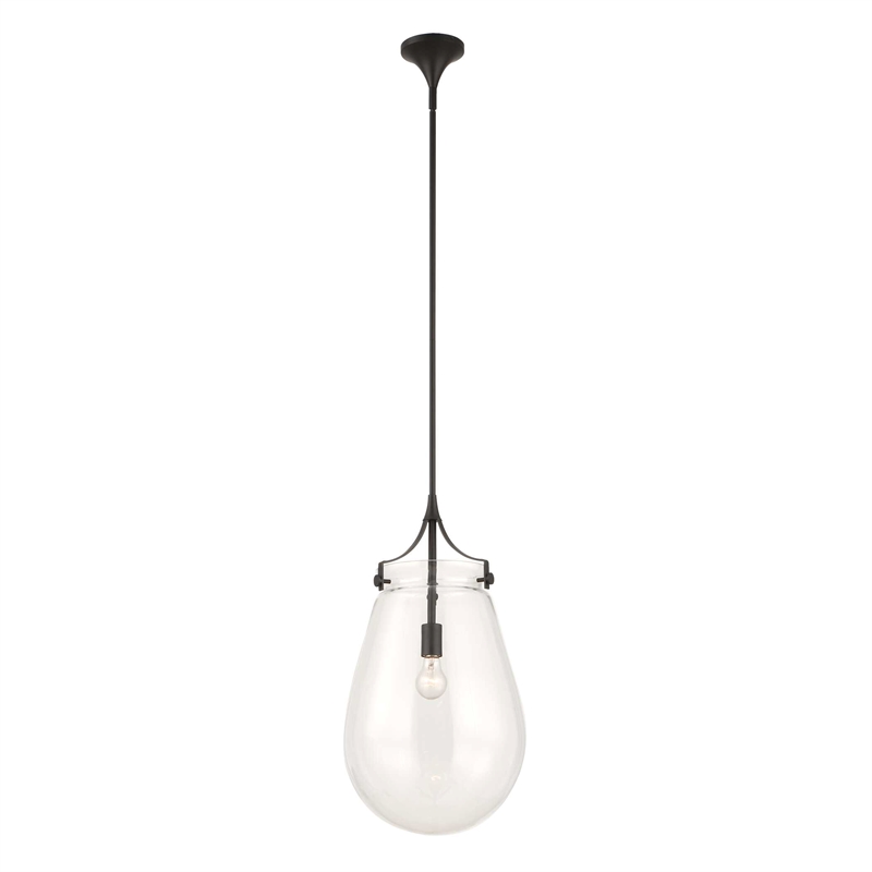 Uttermost Dewdrop 1 Light Glass Shade Pendant in Black