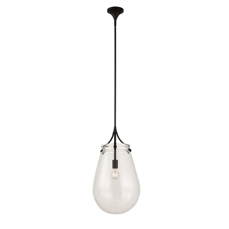Uttermost Dewdrop 1 Light Glass Shade Pendant in Black