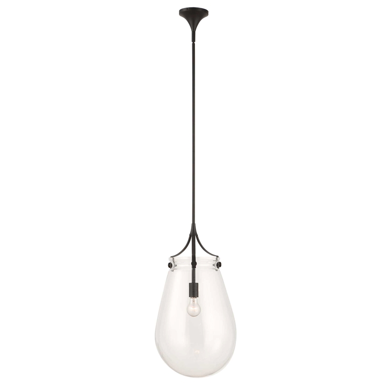 Uttermost Dewdrop 1 Light Glass Shade Pendant in Black
