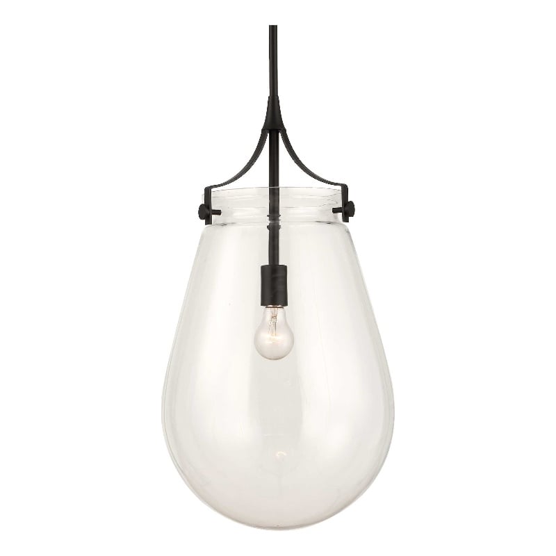 Uttermost Dewdrop 1 Light Glass Shade Pendant in Black