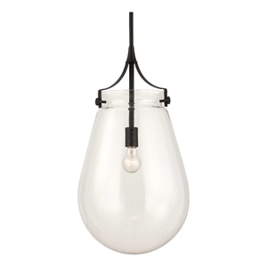 Uttermost Dewdrop 1 Light Glass Shade Pendant in Black