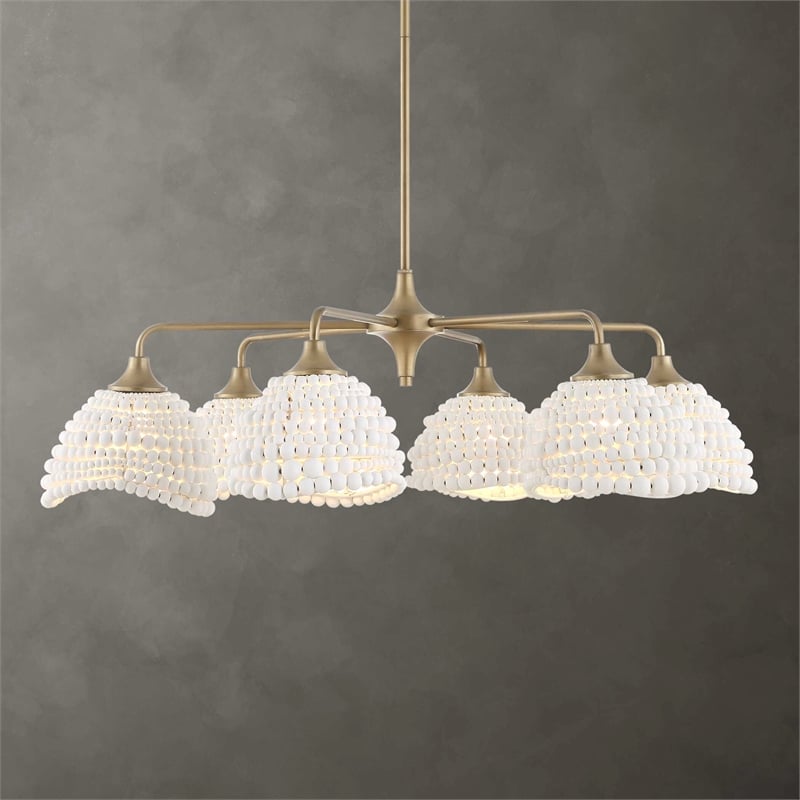 Uttermost Biddeford 6 Light White Beaded Pendant in Gold