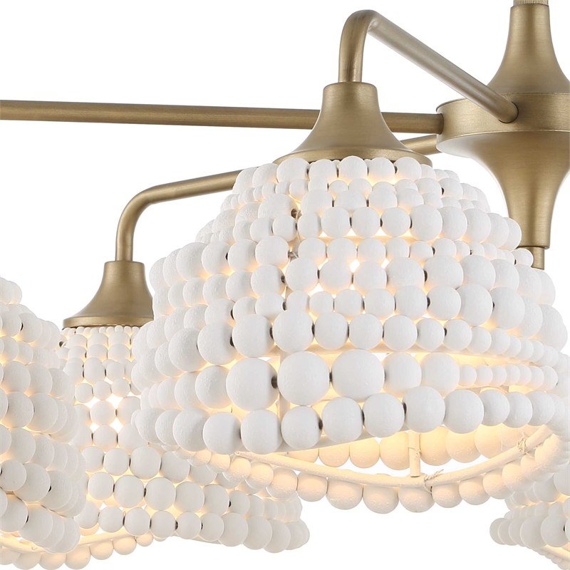 Uttermost Biddeford 6 Light White Beaded Pendant in Gold