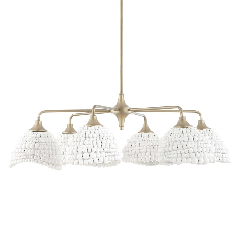 Uttermost Biddeford 6 Light White Beaded Pendant in Gold
