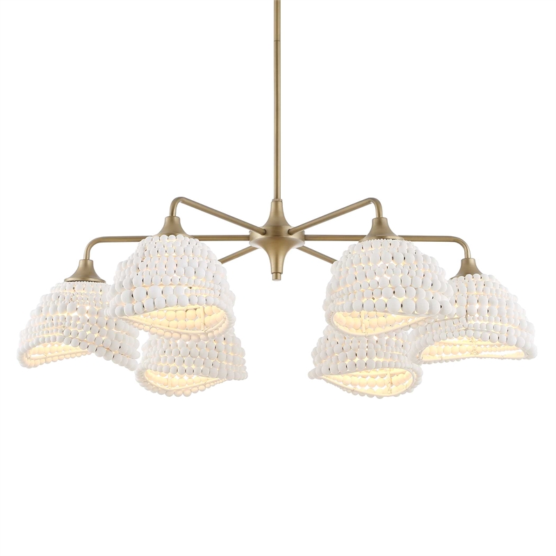 Uttermost Biddeford 6 Light White Beaded Pendant in Gold