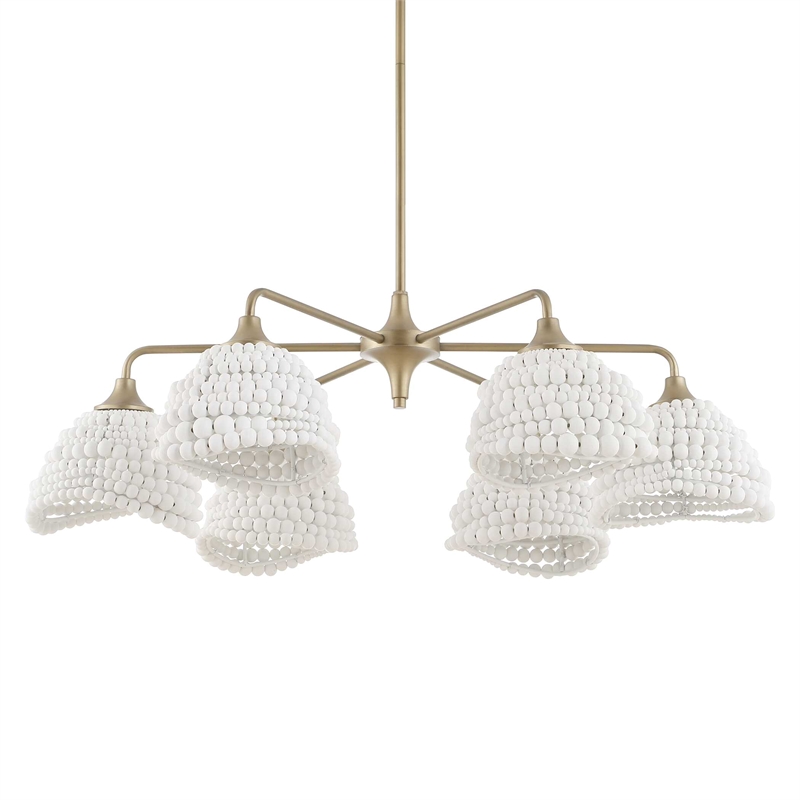 Uttermost Biddeford 6 Light White Beaded Pendant in Gold