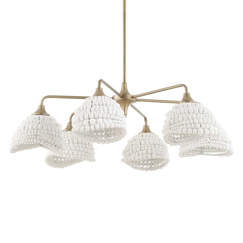 Uttermost Biddeford 6 Light White Beaded Pendant in Gold