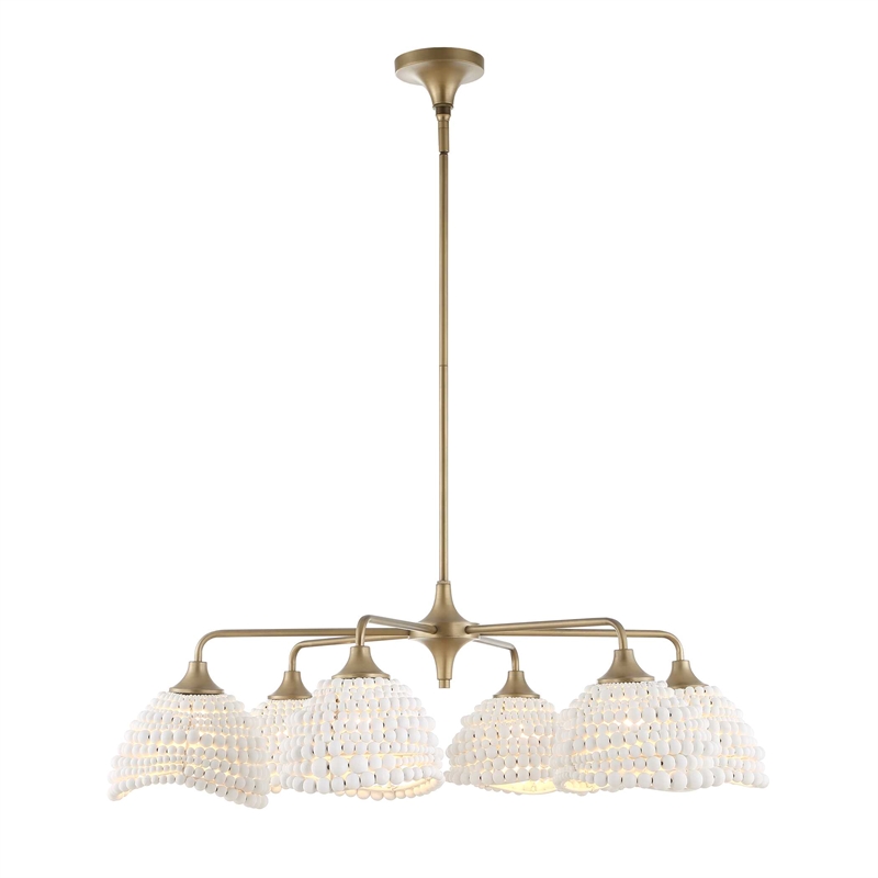 Uttermost Biddeford 6 Light White Beaded Pendant in Gold