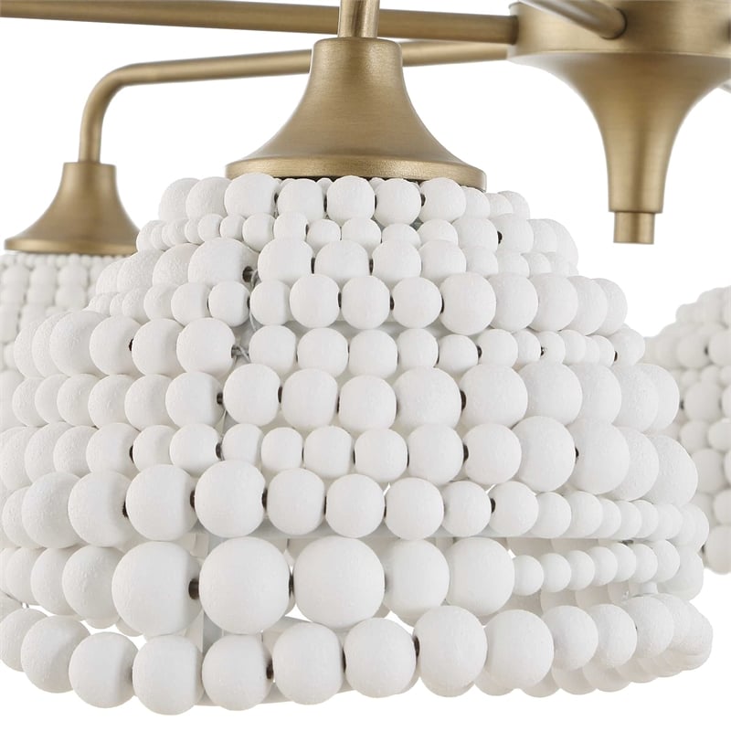 Uttermost Biddeford 6 Light White Beaded Pendant in Gold