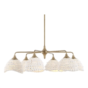 Uttermost Biddeford 6 Light White Beaded Pendant in Gold