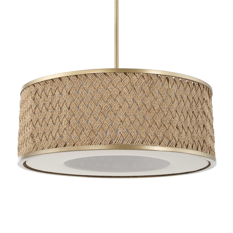Uttermost Pinchot 4 Light Rattan Drum Pendant in Gold