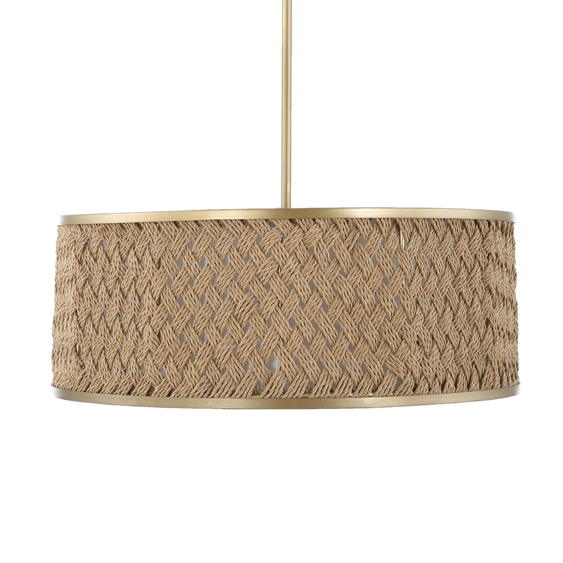Uttermost Pinchot 4 Light Rattan Drum Pendant in Gold