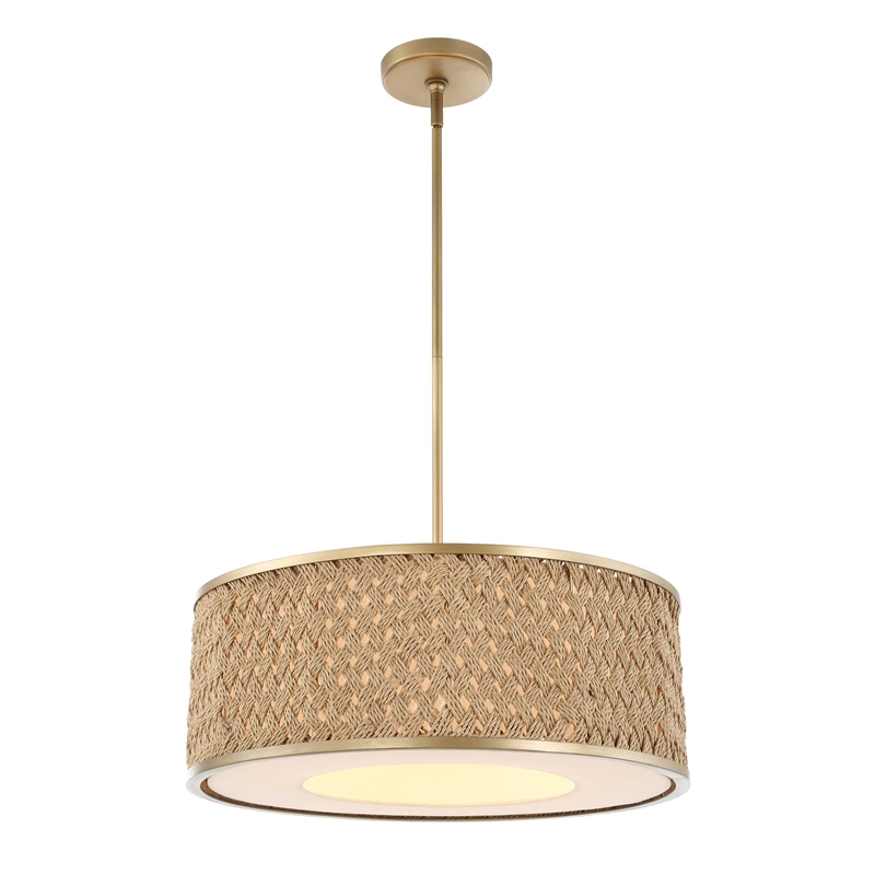Uttermost Pinchot 4 Light Rattan Drum Pendant in Gold