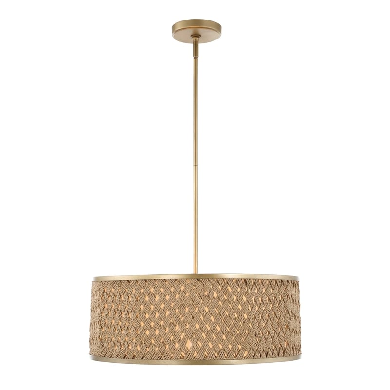 Uttermost Pinchot 4 Light Rattan Drum Pendant in Gold
