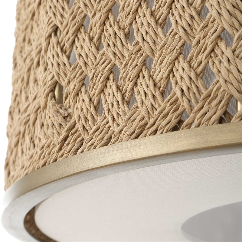 Uttermost Pinchot 4 Light Rattan Drum Pendant in Gold