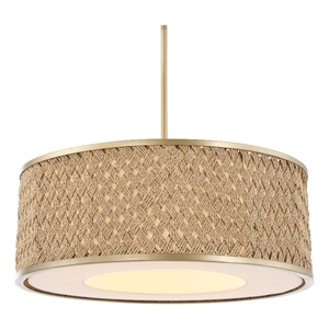Uttermost Pinchot 4 Light Rattan Drum Pendant in Gold