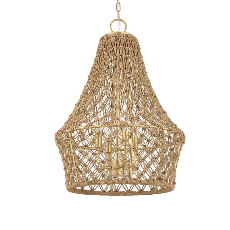 Uttermost Macrame 4 Light Rope Pendant in Gold