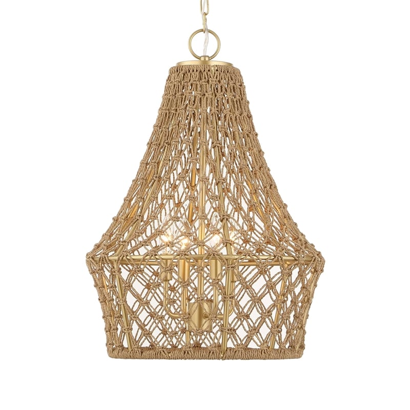 Uttermost Macrame 4 Light Rope Pendant in Gold