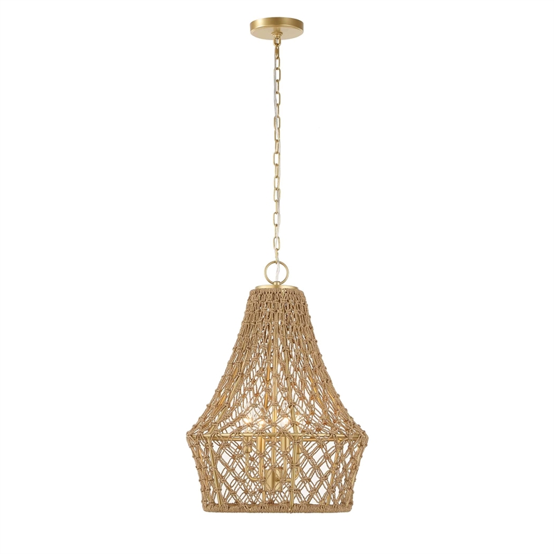 Uttermost Macrame 4 Light Rope Pendant in Gold