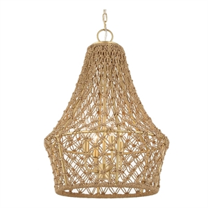 Uttermost Macrame 4 Light Rope Pendant in Gold