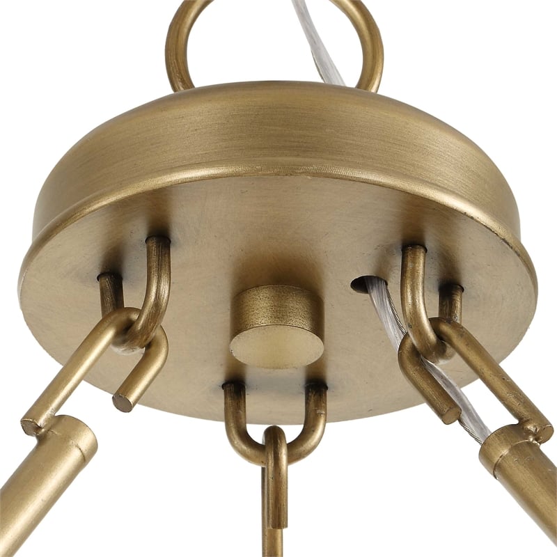 Uttermost Ladakh 9 Light Round Wicker Pendant in Brass