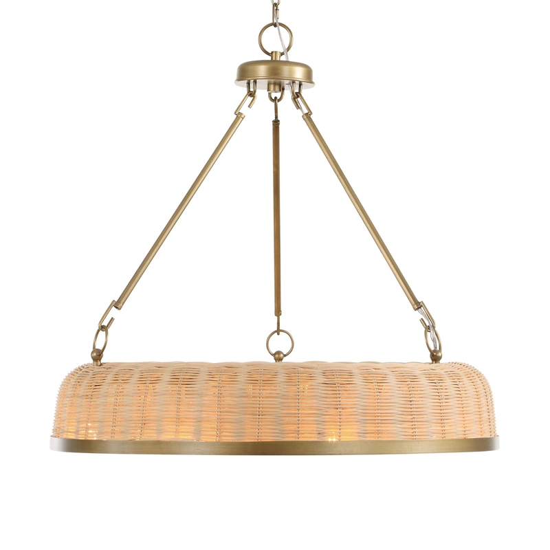 Uttermost Ladakh 9 Light Round Wicker Pendant in Brass