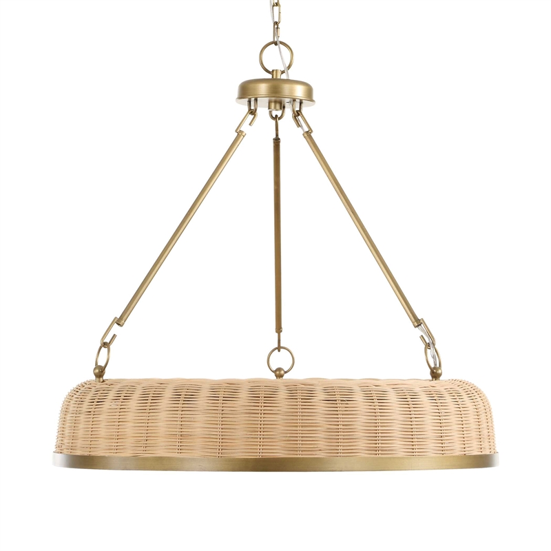 Uttermost Ladakh 9 Light Round Wicker Pendant in Brass