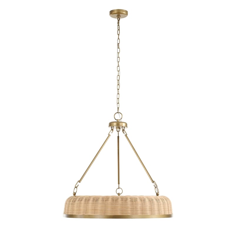Uttermost Ladakh 9 Light Round Wicker Pendant in Brass