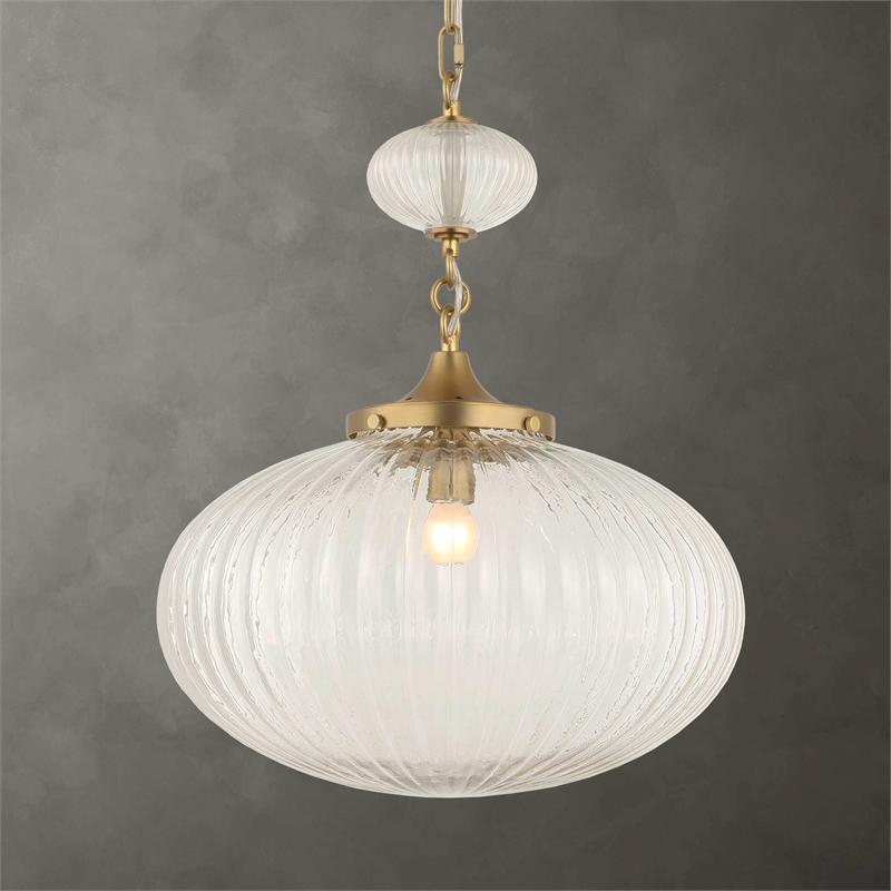 Uttermost Bellaire 1 Light Glass Shade Pendant in Brass