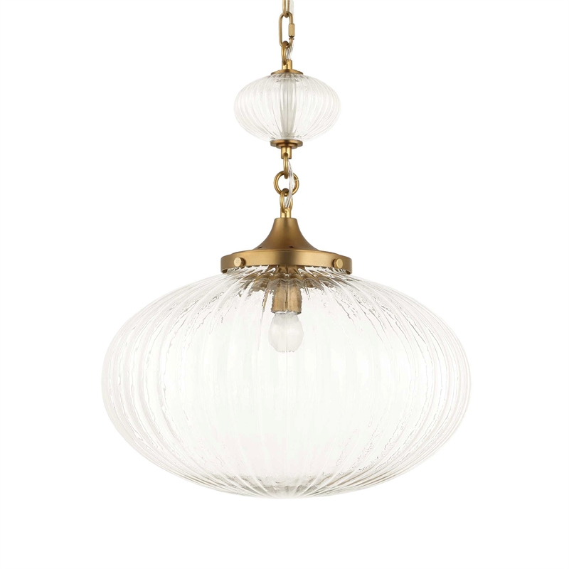 Uttermost Bellaire 1 Light Glass Shade Pendant in Brass