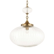 Uttermost Bellaire 1 Light Glass Shade Pendant in Brass