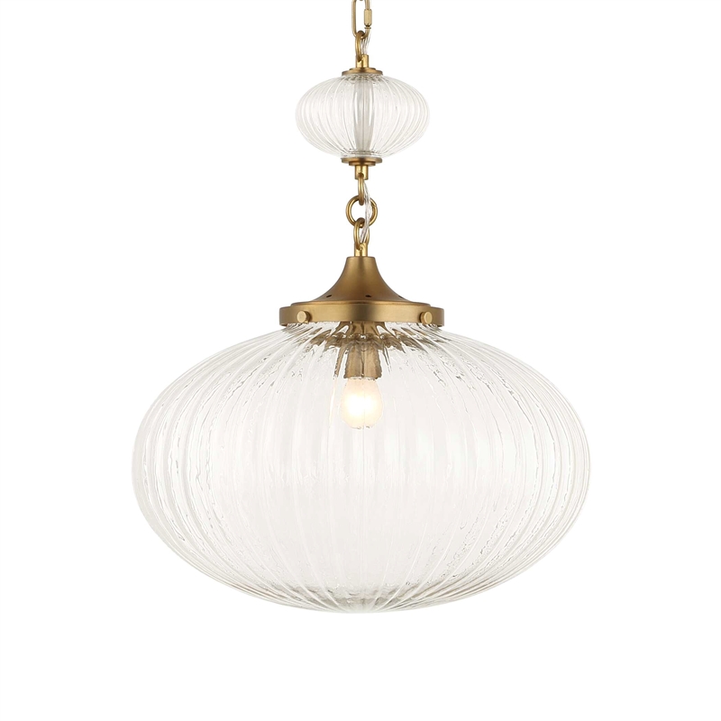 Uttermost Bellaire 1 Light Glass Shade Pendant in Brass