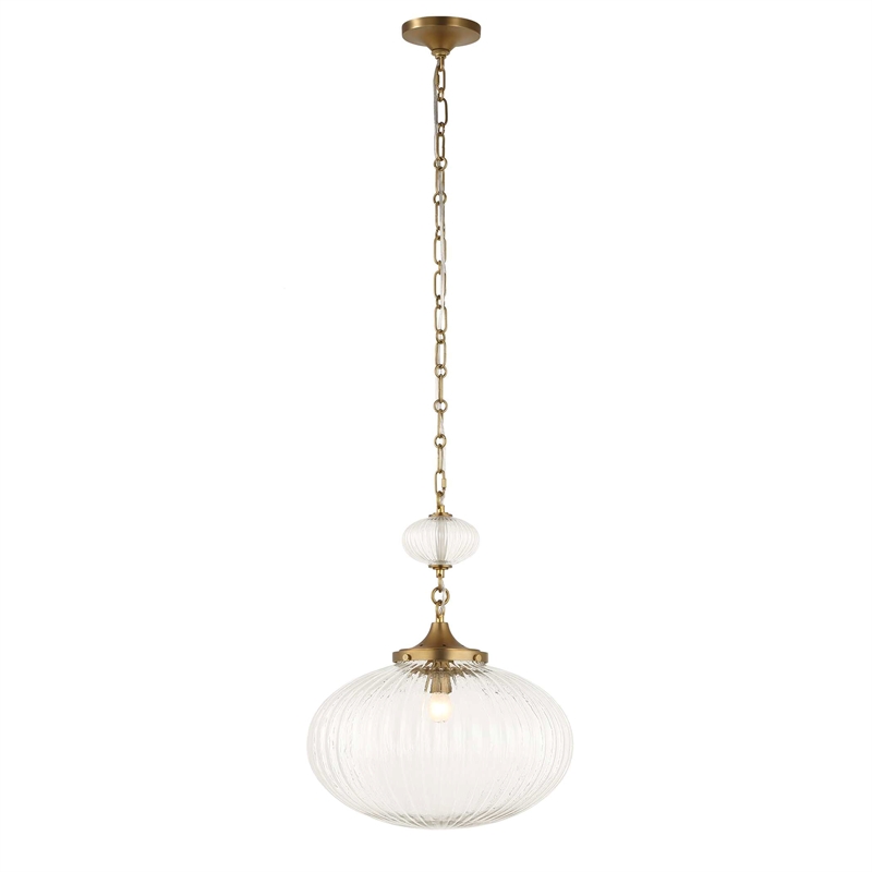 Uttermost Bellaire 1 Light Glass Shade Pendant in Brass