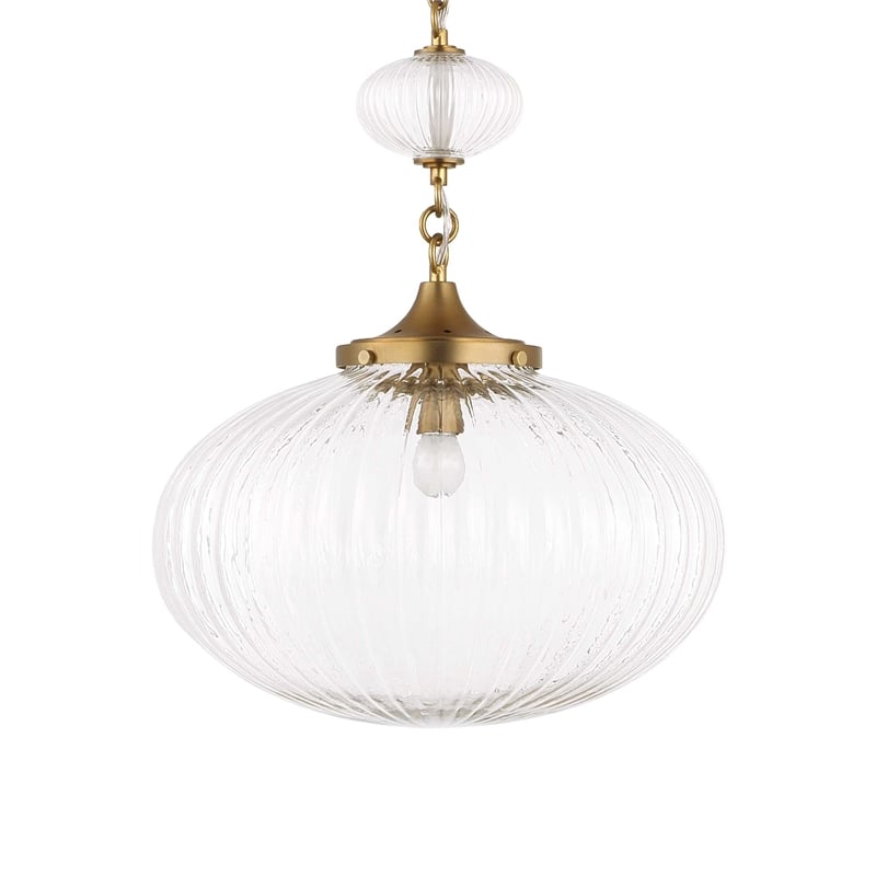 Uttermost Bellaire 1 Light Glass Shade Pendant in Brass