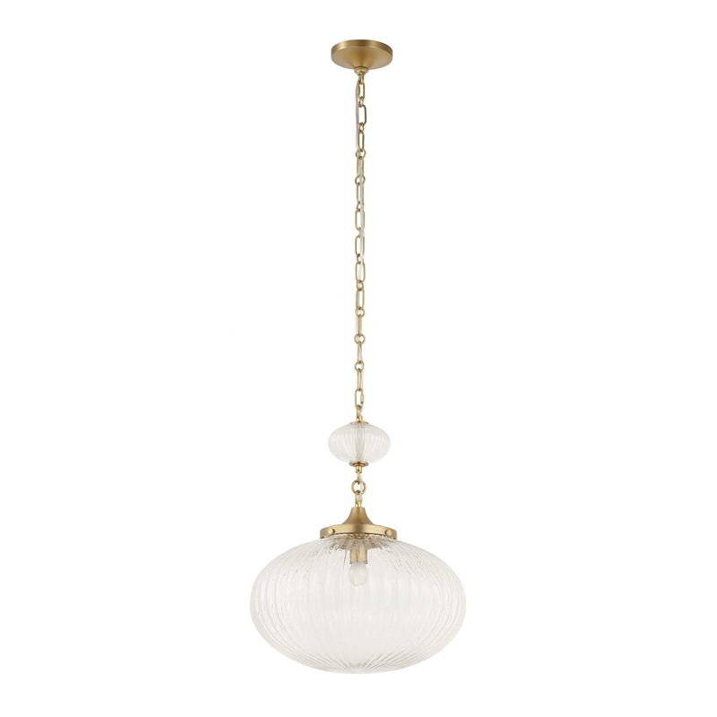 Uttermost Bellaire 1 Light Glass Shade Pendant in Brass