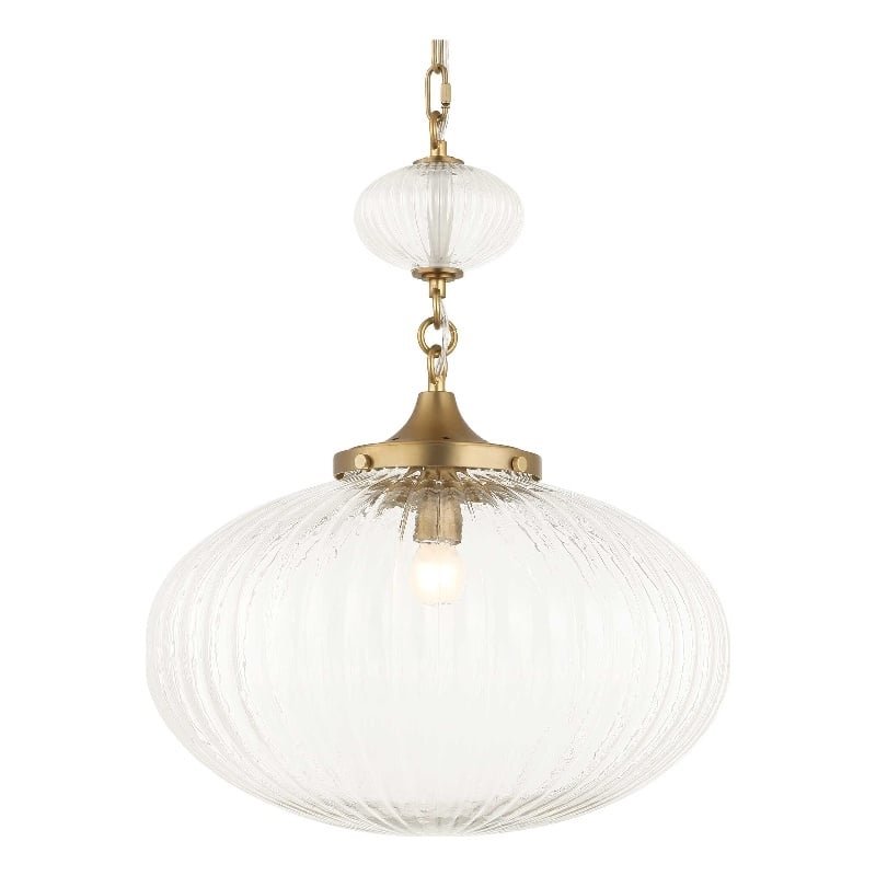 Uttermost Bellaire 1 Light Glass Shade Pendant in Brass