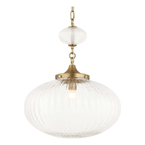 Uttermost Bellaire 1 Light Glass Shade Pendant in Brass