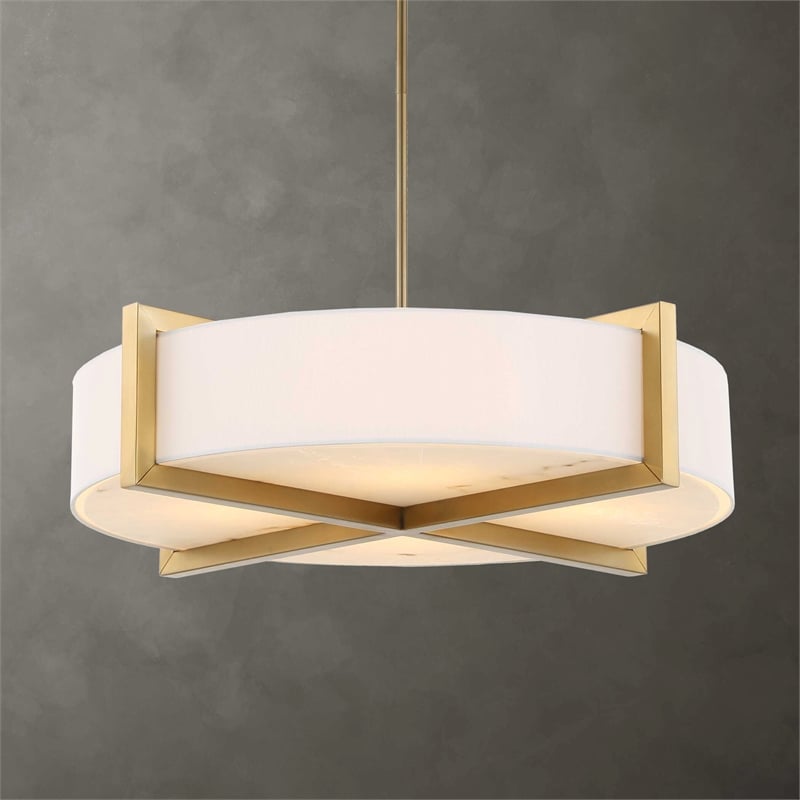 Uttermost Cresson 4 Light Drum Pendant in White