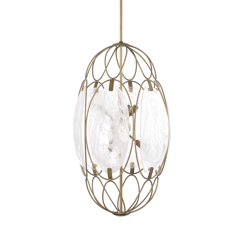 Uttermost Valencia 6 Light Glass Panel Pendant in White