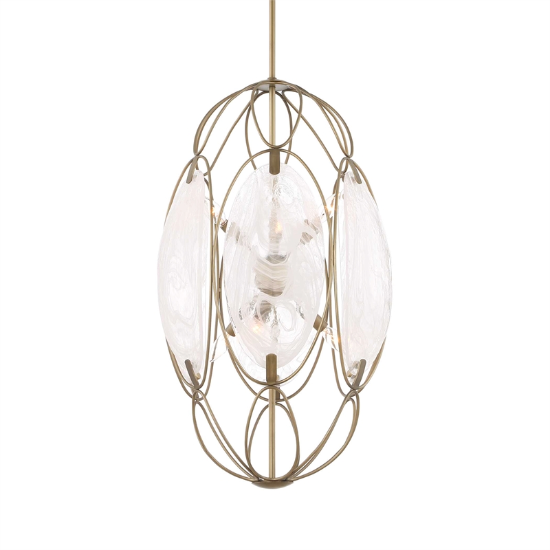 Uttermost Valencia 6 Light Glass Panel Pendant in White