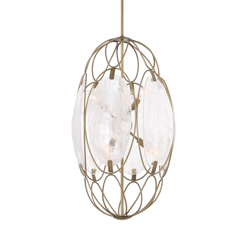 Uttermost Valencia 6 Light Glass Panel Pendant in White