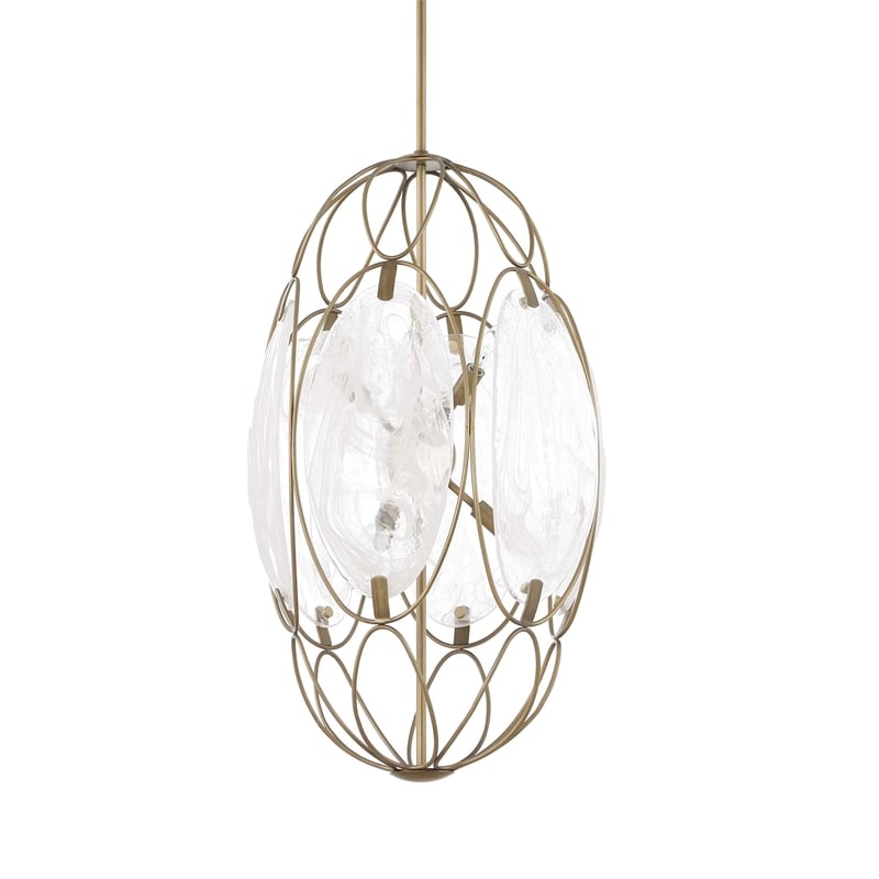 Uttermost Valencia 6 Light Glass Panel Pendant in White