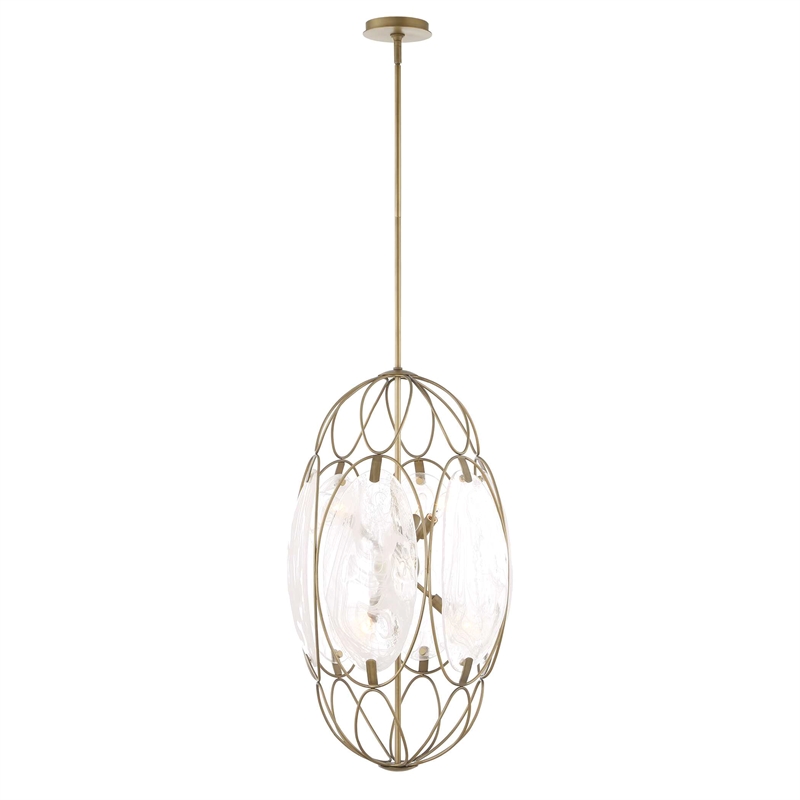 Uttermost Valencia 6 Light Glass Panel Pendant in White