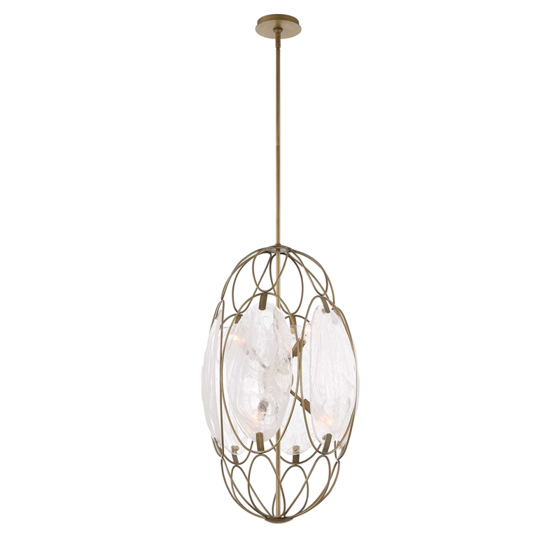 Uttermost Valencia 6 Light Glass Panel Pendant in White