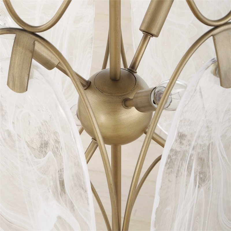 Uttermost Valencia 6 Light Glass Panel Pendant in White