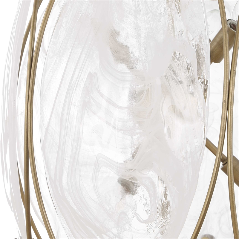 Uttermost Valencia 6 Light Glass Panel Pendant in White