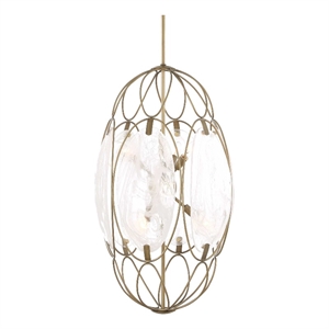 Uttermost Valencia 6 Light Glass Panel Pendant in White