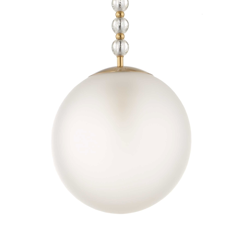 Uttermost Ripple 1 Light Frost Glass Pendant in Brass